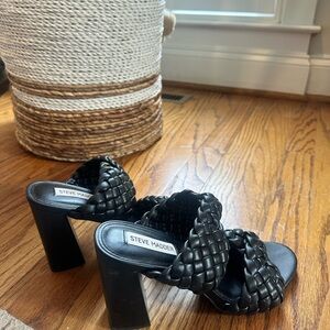 Twisted Black Braided Heeled Sandals